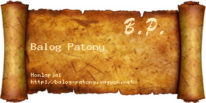 Balog Patony névjegykártya